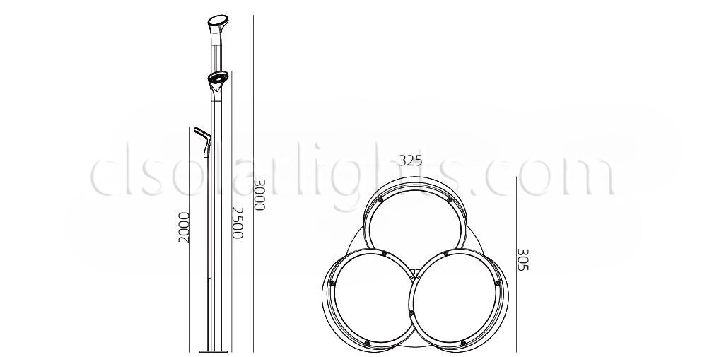 Dimensions of 40-60W LED Garden Light