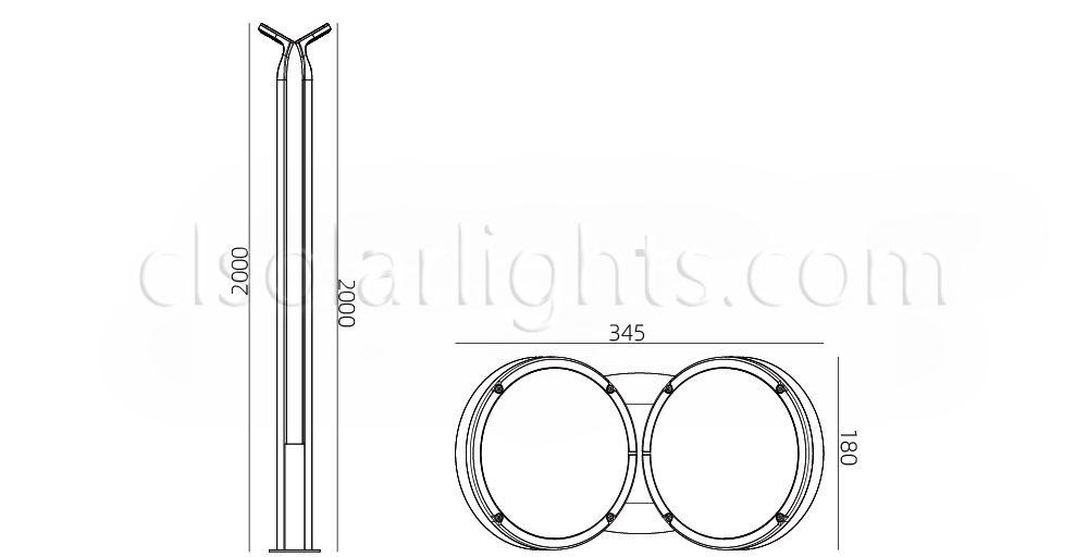 Dimensions of LED Garden Light CL-LEDLD-015B