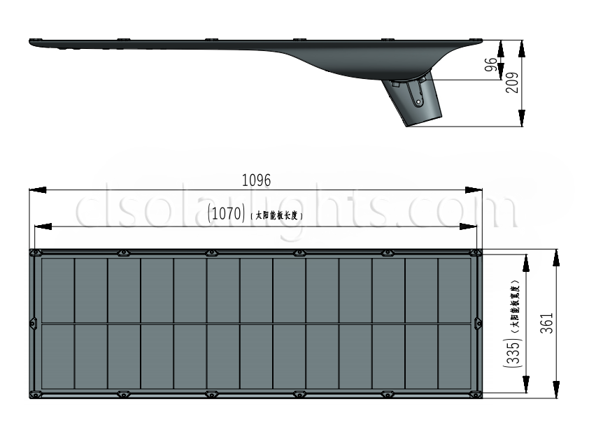 Dimensions of Solar Garden Light CL-SILD-012