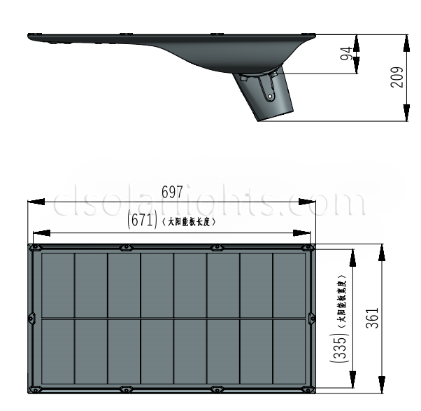 Dimensions of Solar Garden Light CL-SILD-012